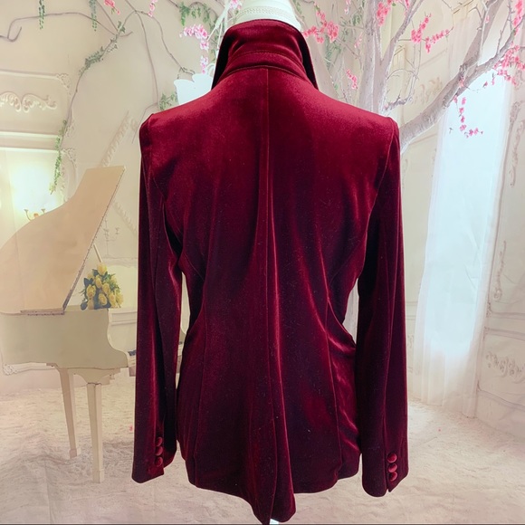 SOLD Tahari Asl One Button Red Velvet Velour Blaz - Picture 9 of 11